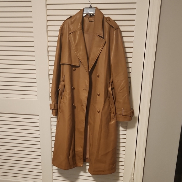 Elie Tahari Tan Leather Trench Coat